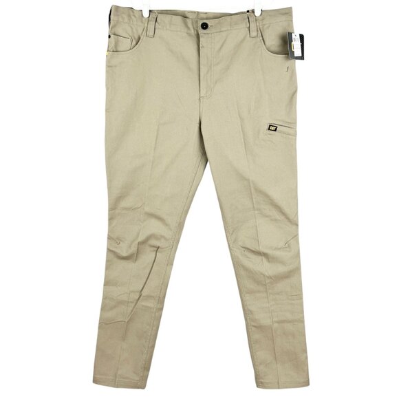 Caterpillar Men's Stretch Canvas Utility Pants 42x34 Khaki Durable Workwear NWT - Picture 1 of 12